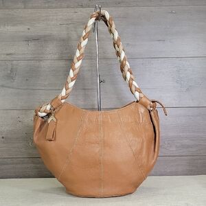 Aqua Madonna Tan Leather Hobo Bag